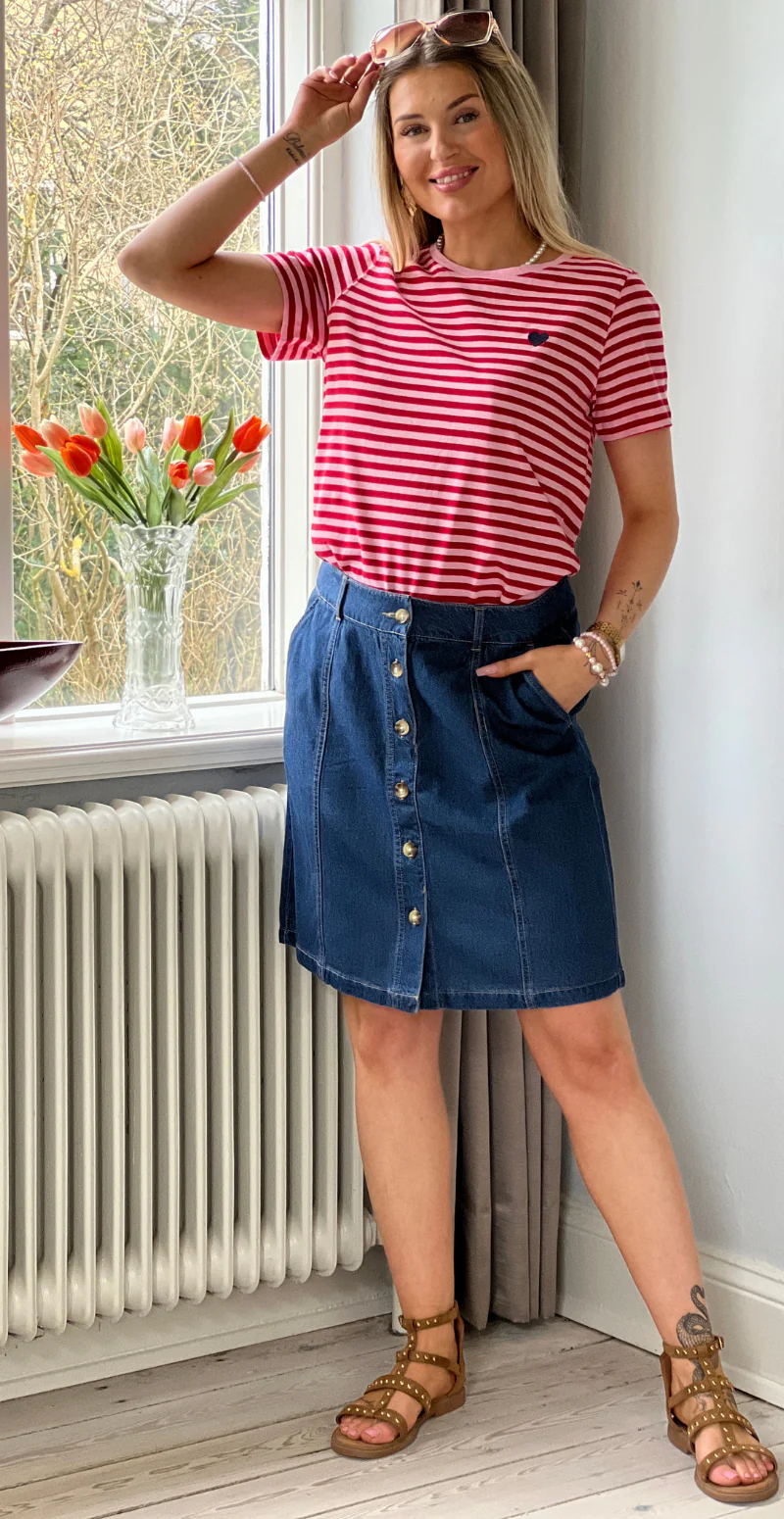 Alia nederdel med lommer medium blue denim Freequent - Image 7