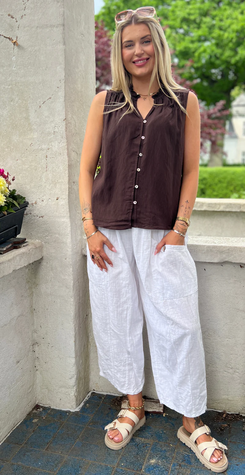 Ally bluse med knapper coffee bean Freequent - Image 4