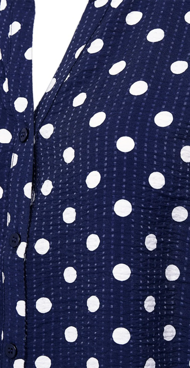 Alma bluse i krepp kvalitet med prikker navy blazer w. moonbeam Freequent - Image 4