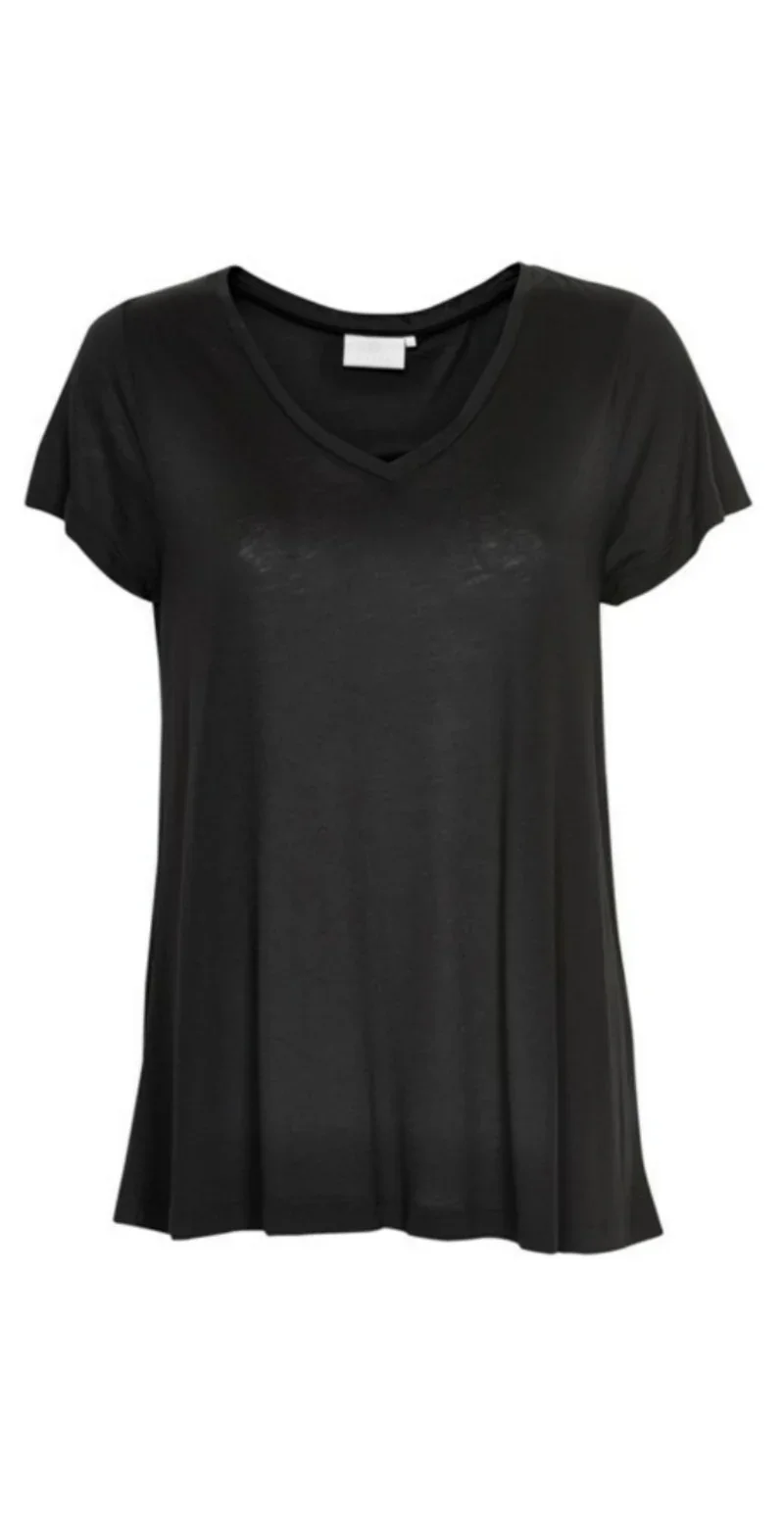 Anna t-shirt med v-hals sort - Image 3