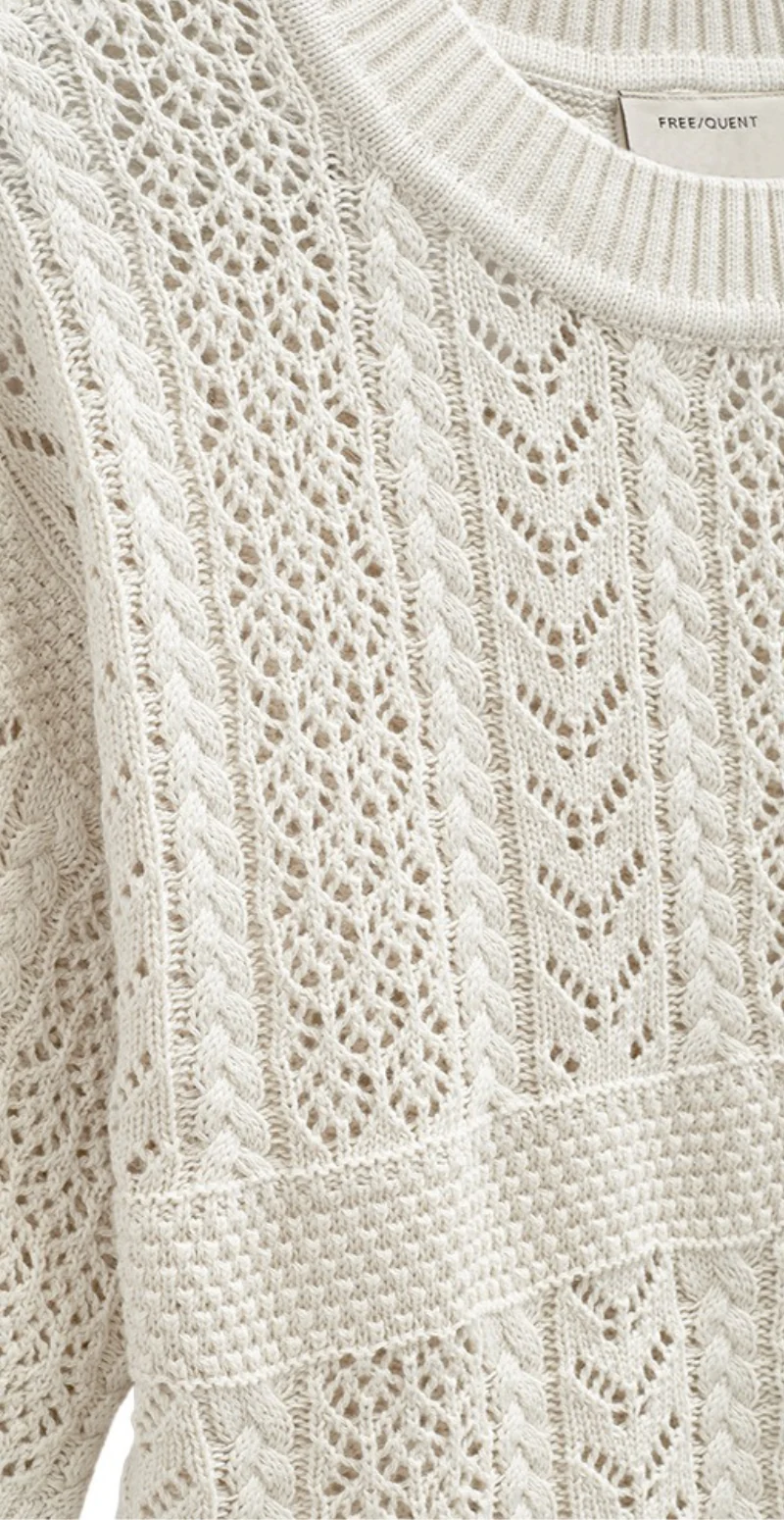Arwen pullover med hulmønster moonbeam Freequent - Image 5