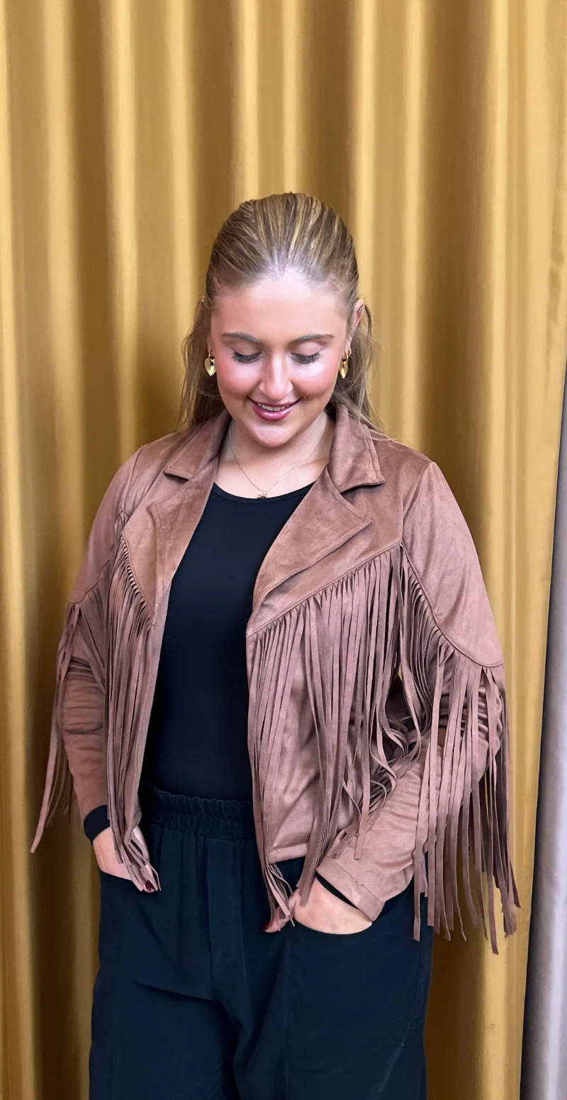 Billie ruskindsjakke med frynser brown LikeLondon - Image 10