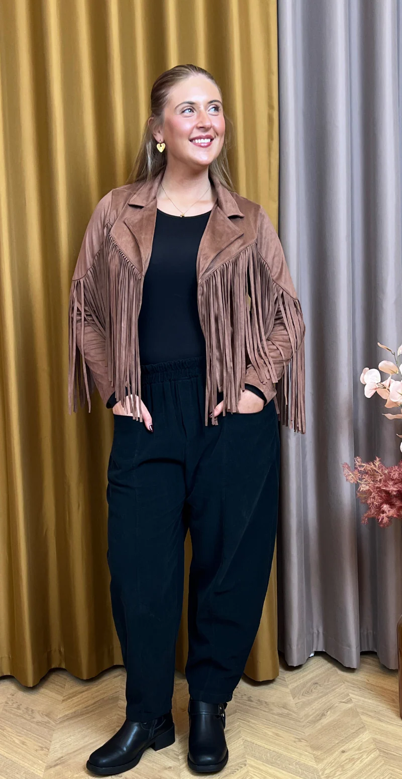 Billie ruskindsjakke med frynser brown LikeLondon - Image 11