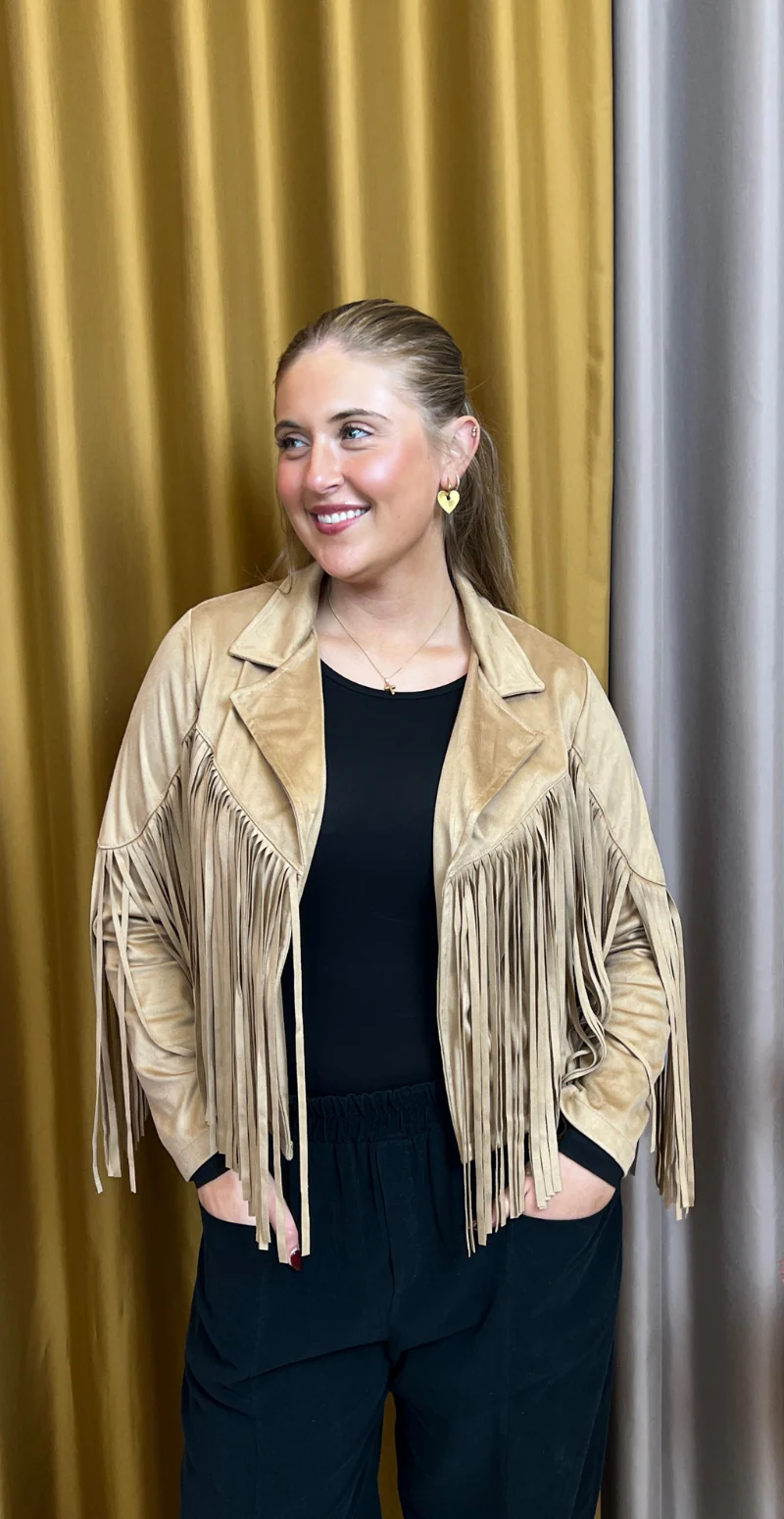 Billie ruskindsjakke med frynser fango LikeLondon - Image 12