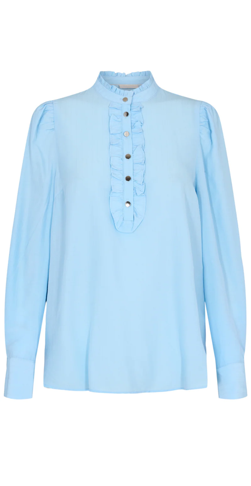 April bluse med flæse lysblå FreeQuent - Image 4