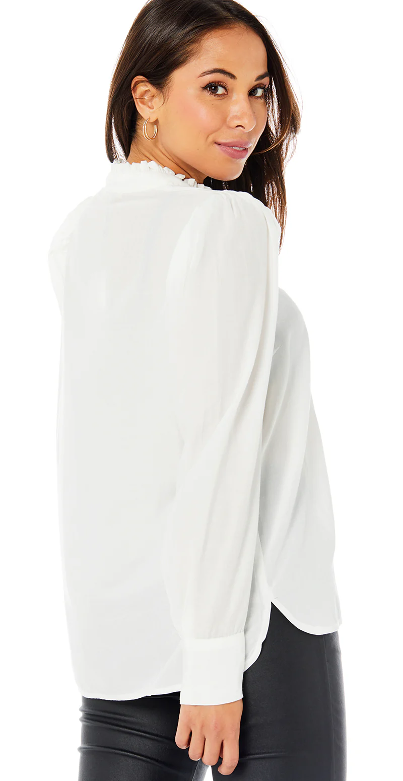April bluse med flæse off white - Image 3