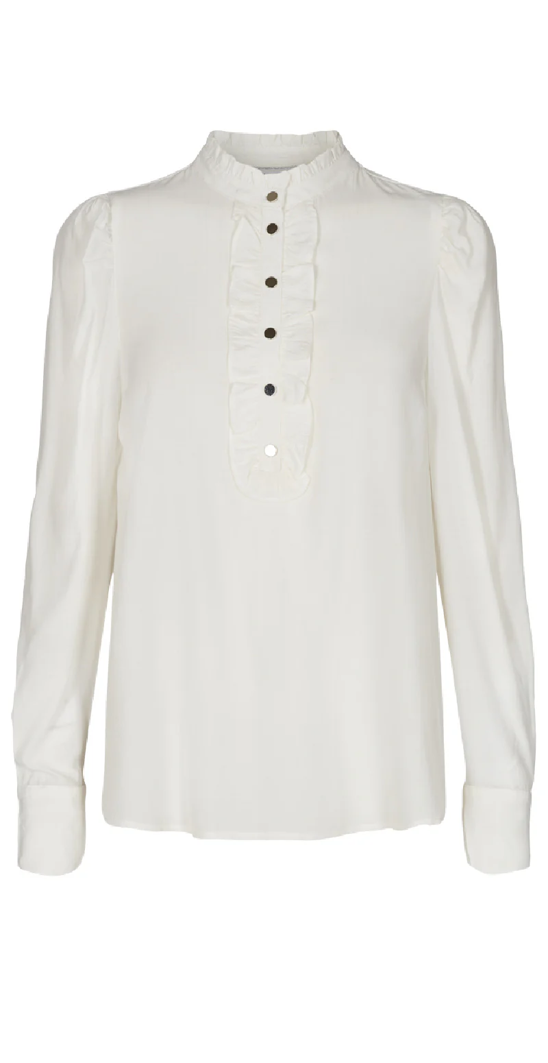 April bluse med flæse off white - Image 4