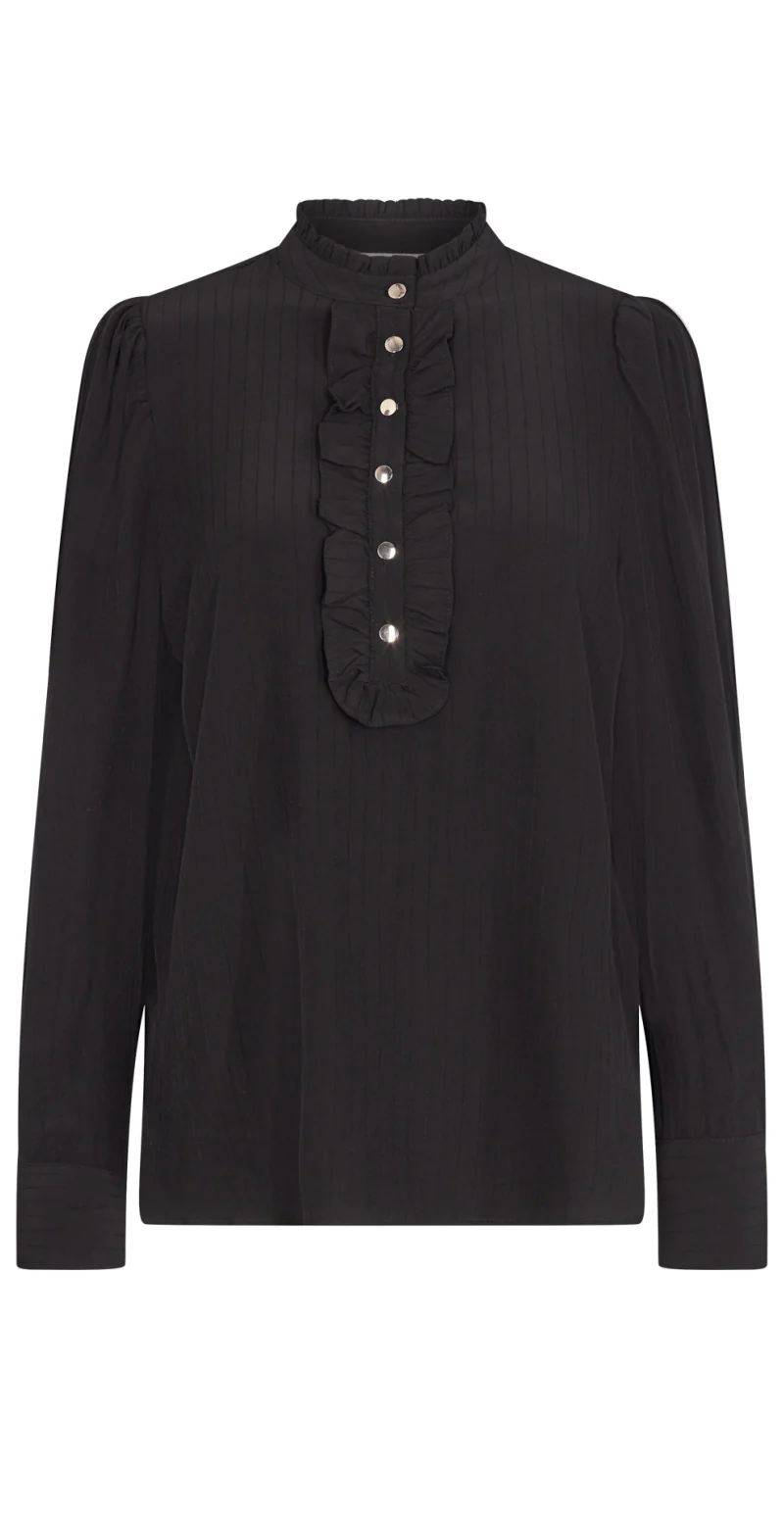 April bluse med flæse sort FreeQuent - Image 4