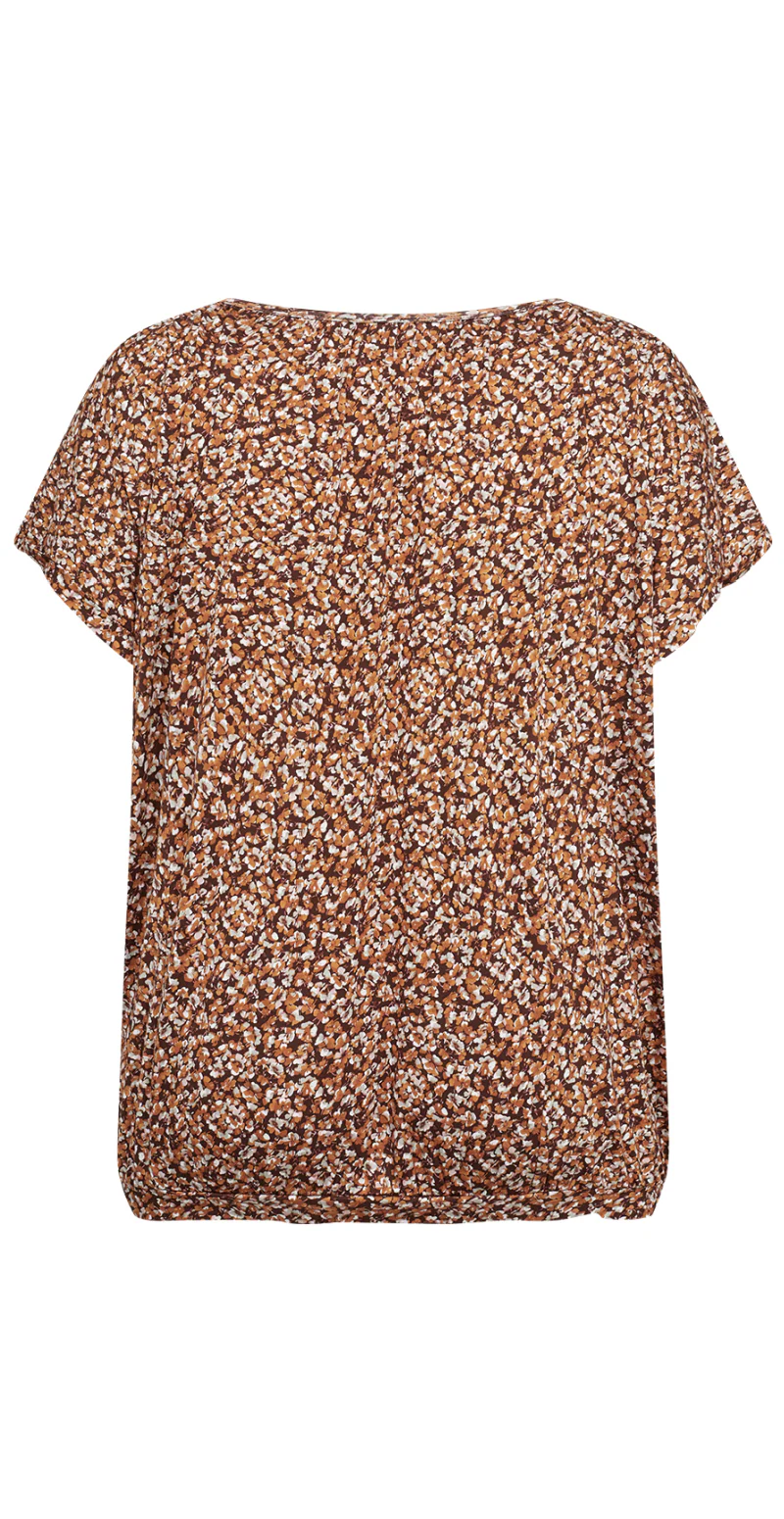 Bluse med korte ærmer og print coffee - Image 3