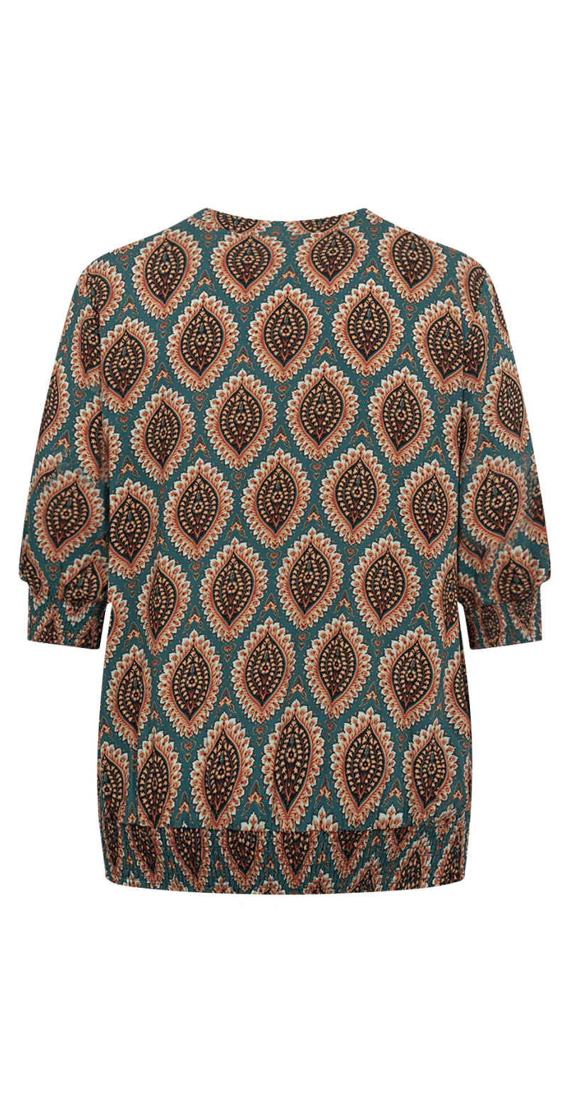 Bluse med print shady green - Image 3