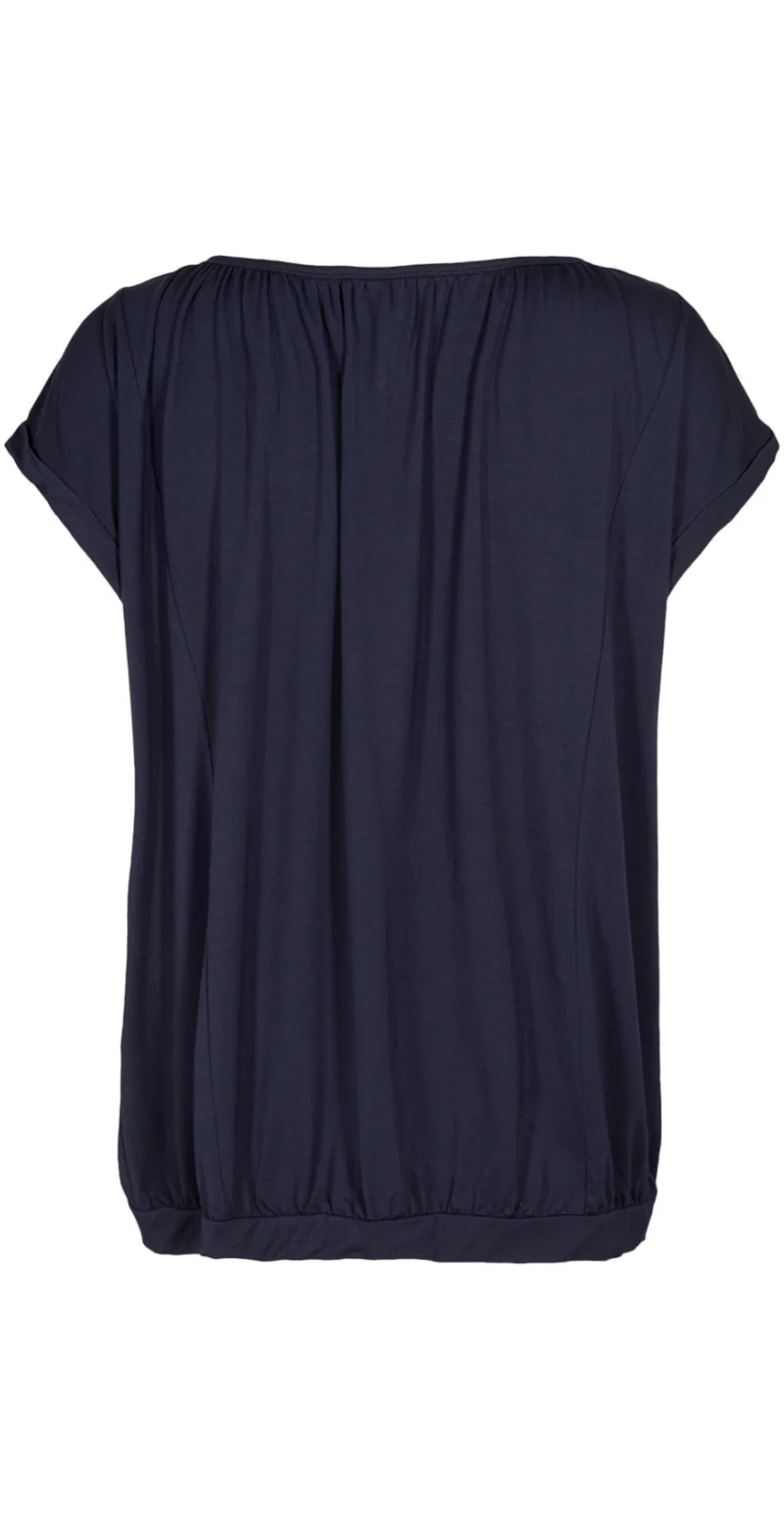 Sophia bluse med rund hals navy - Image 3