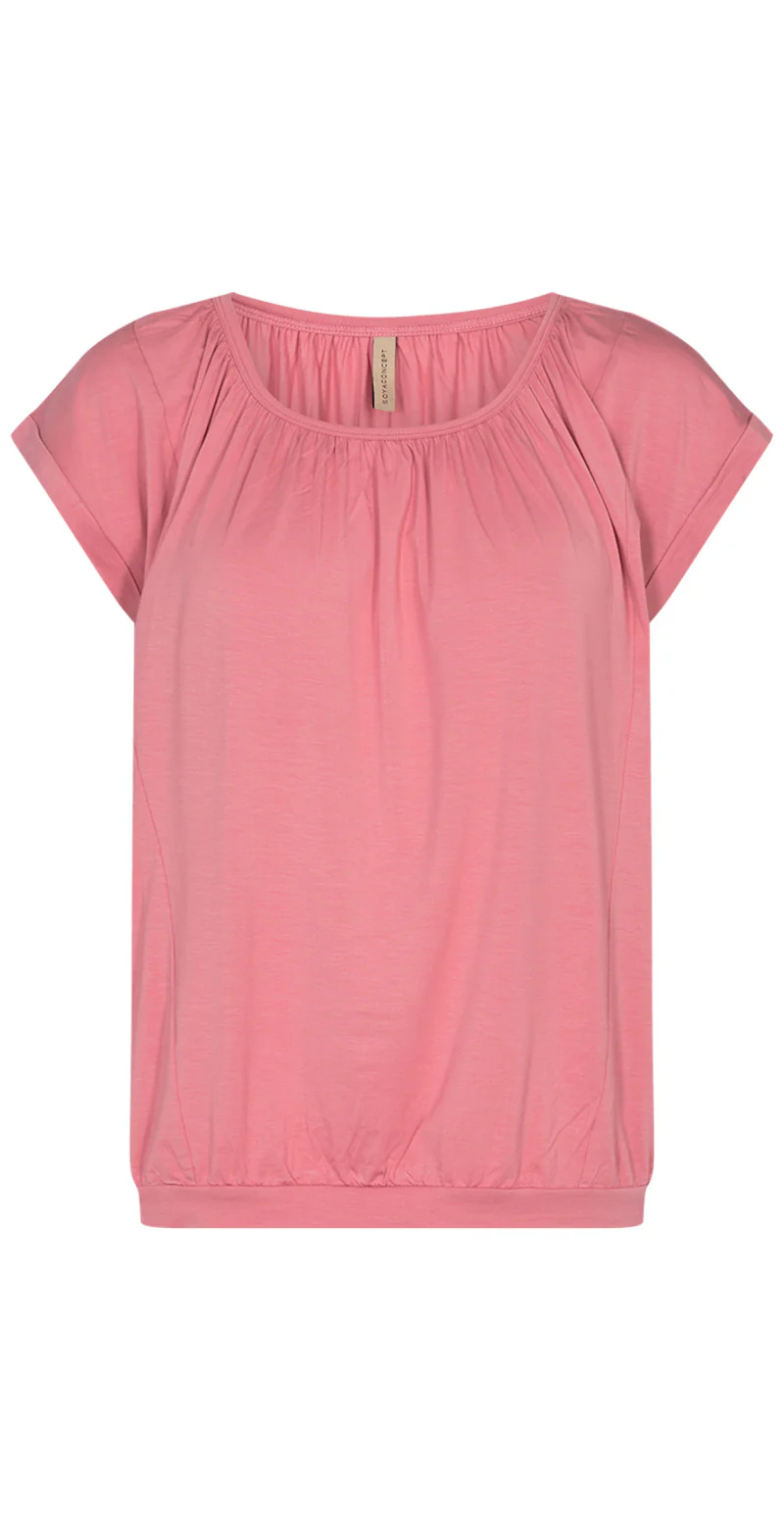 Sophia bluse med rund hals mørk rosa - Image 2