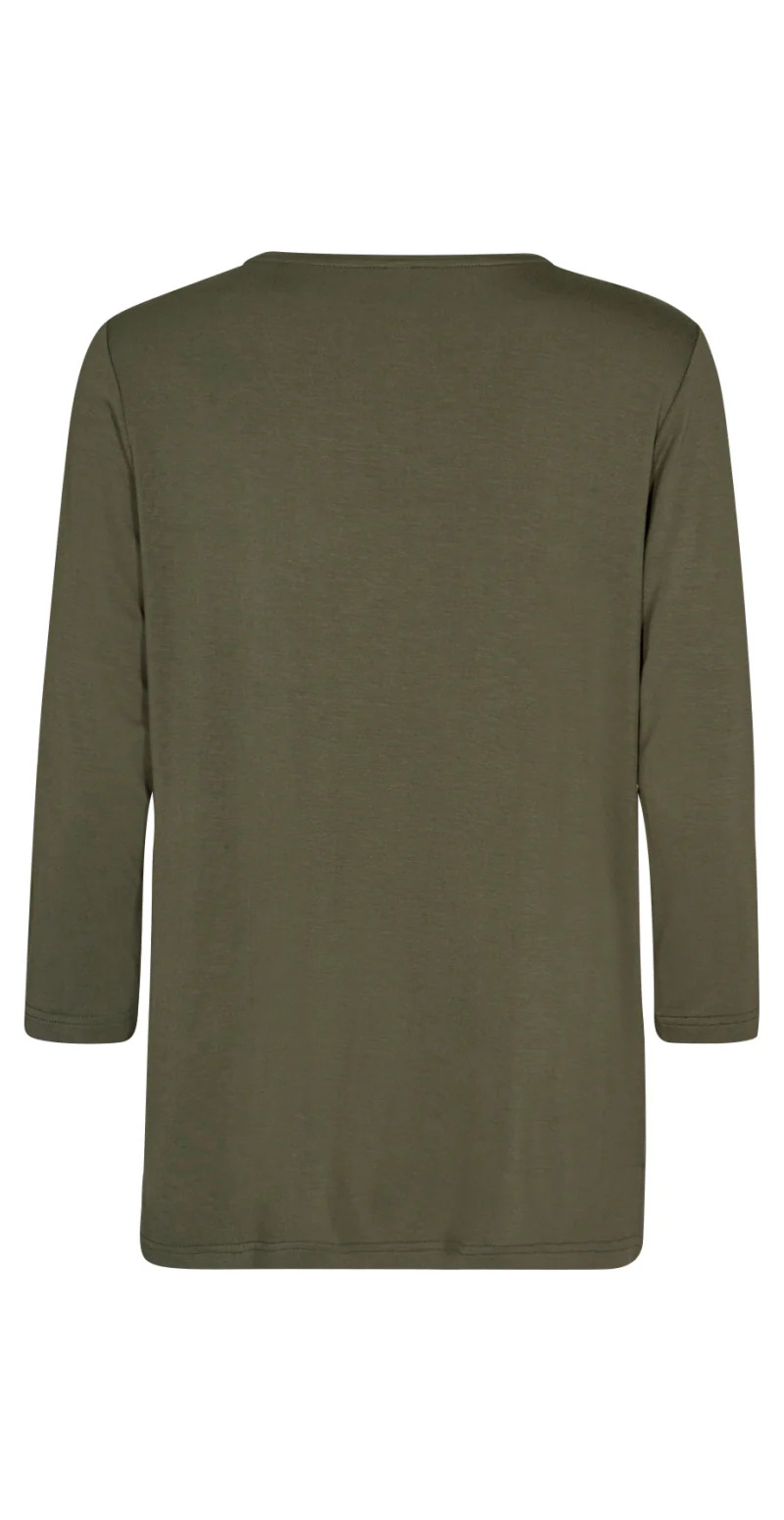 Bluse med v-hals oliven - Image 2
