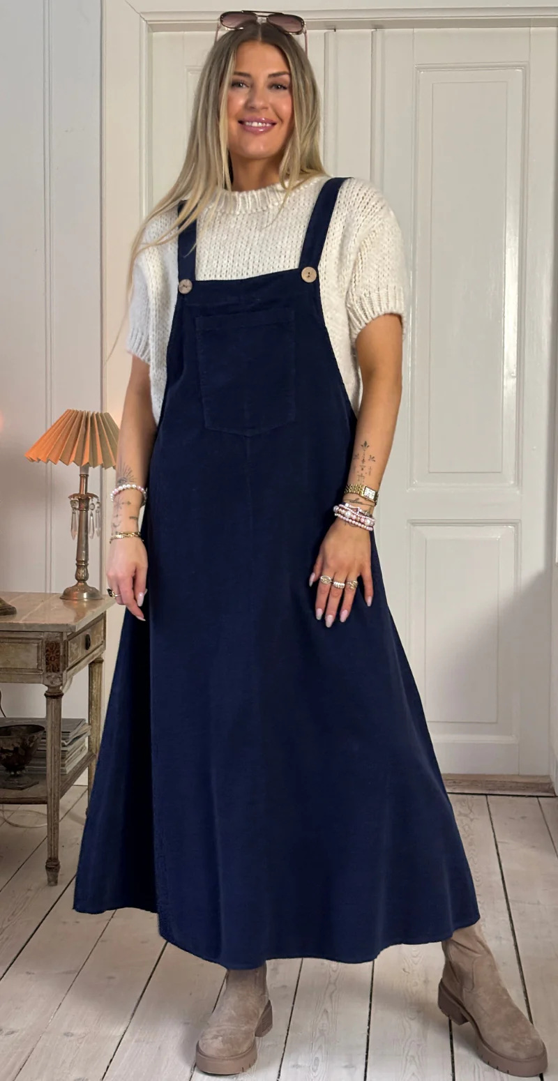 Camelia spencer i fløjl med lomme og træknapper navy LikeLondon - Image 2
