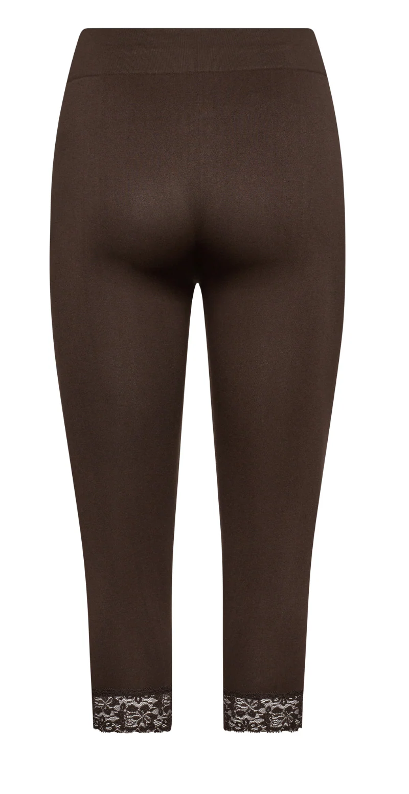 Capri leggings med blondekant brun - Image 2