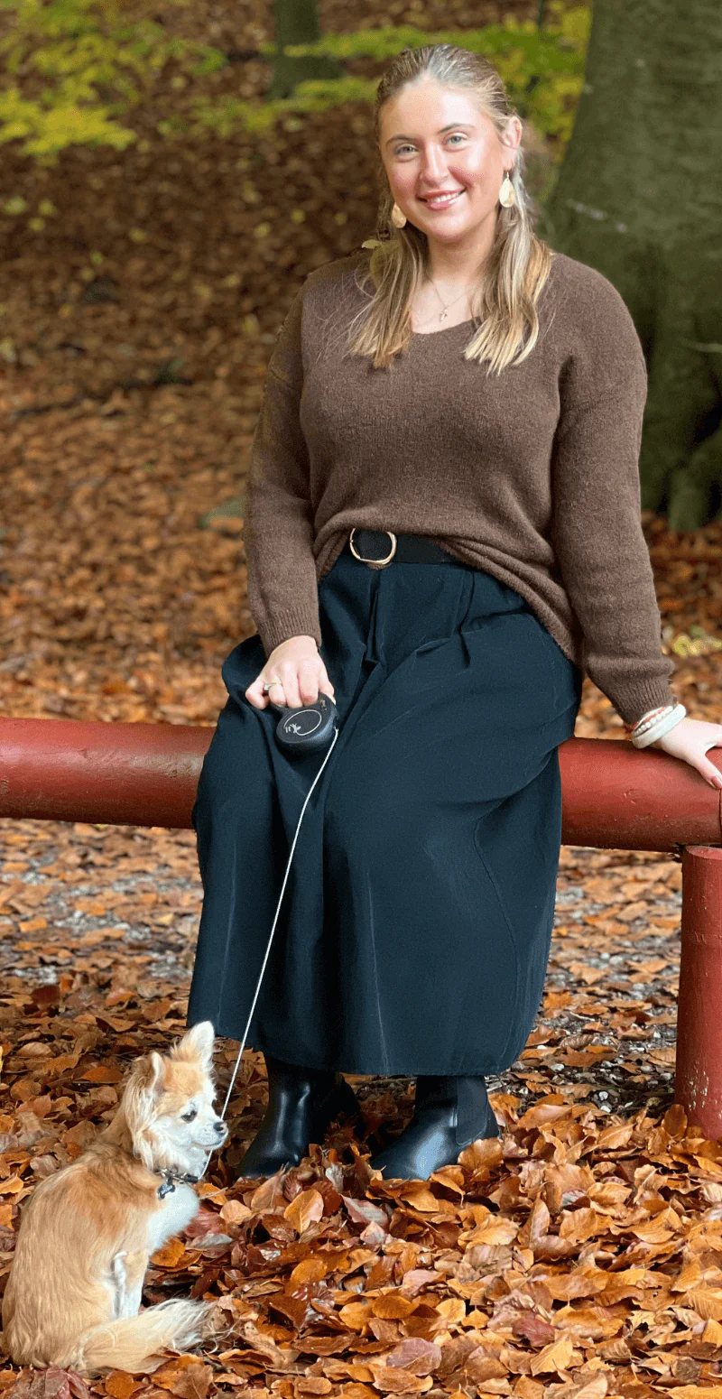 Cara uld strik med V-hals brun LikeLondon - Image 3