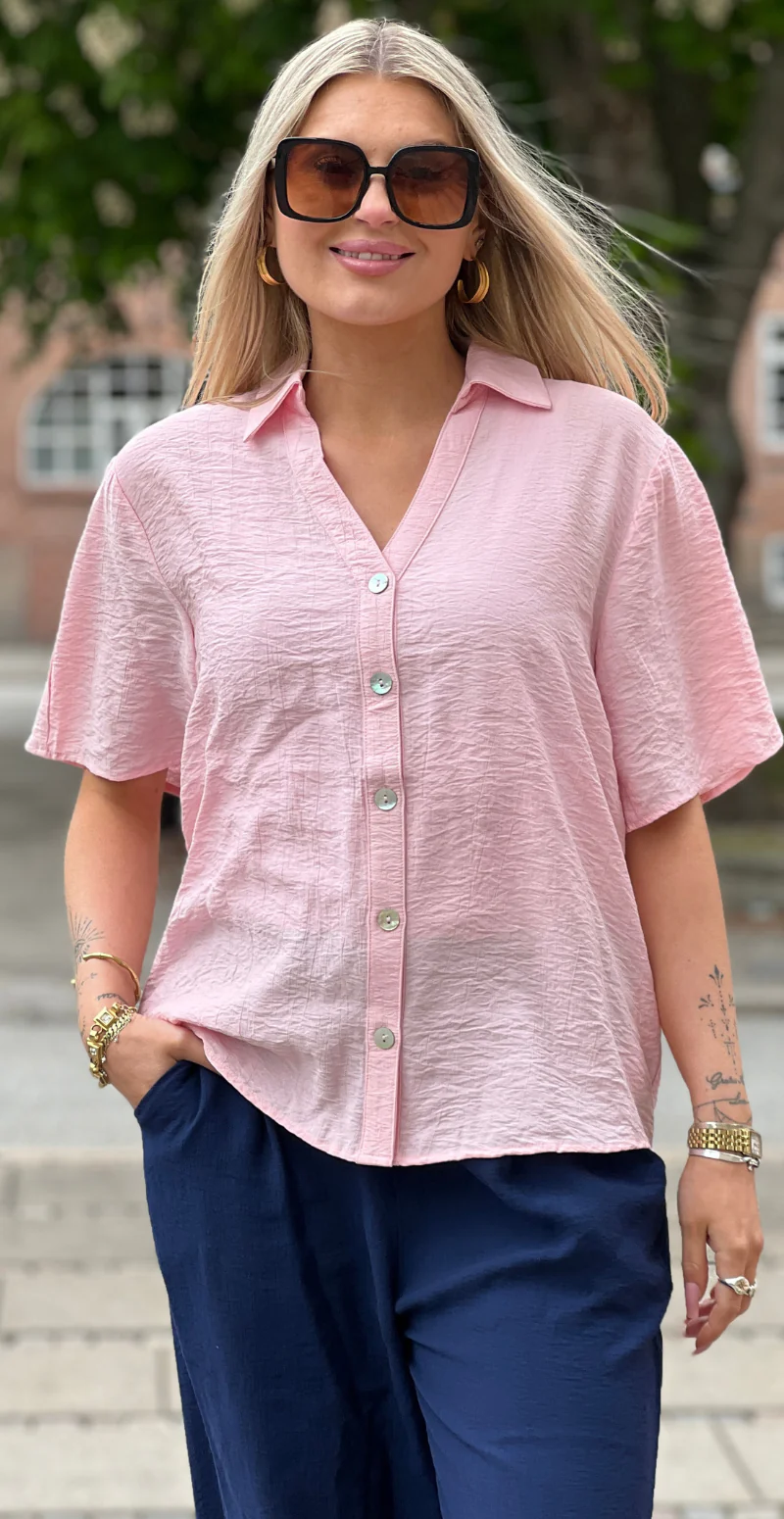 Cello gennemknappet bluse med struktur ballerina Freequent - Image 3