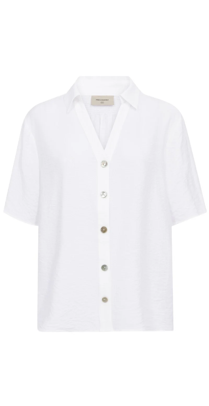 Cello gennemknappet bluse med struktur brilliant white Freequent