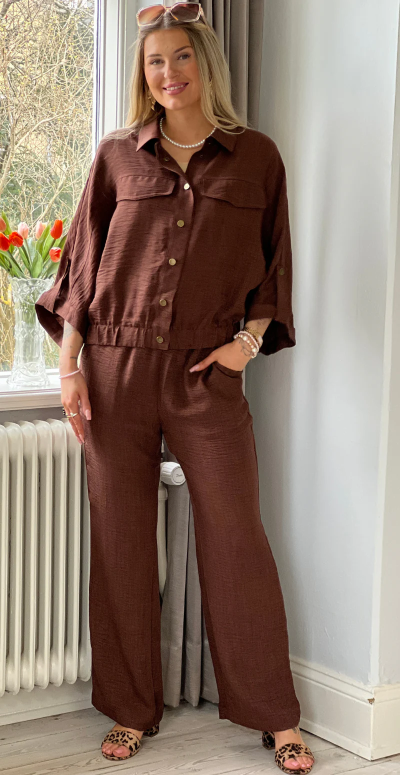 Charissa jakke med elastik kant brun LikeLondon - Image 6