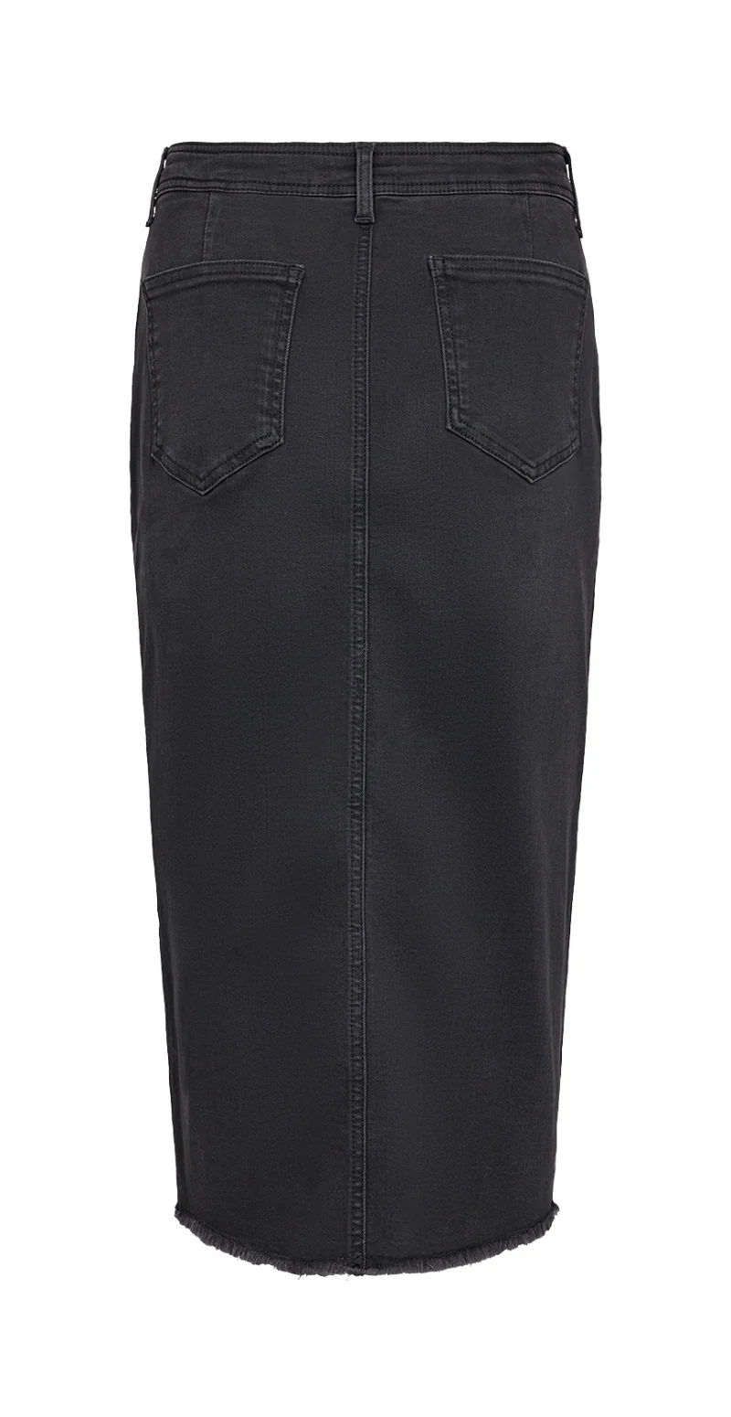 Denimnederdel med slids mørk grå - Image 6