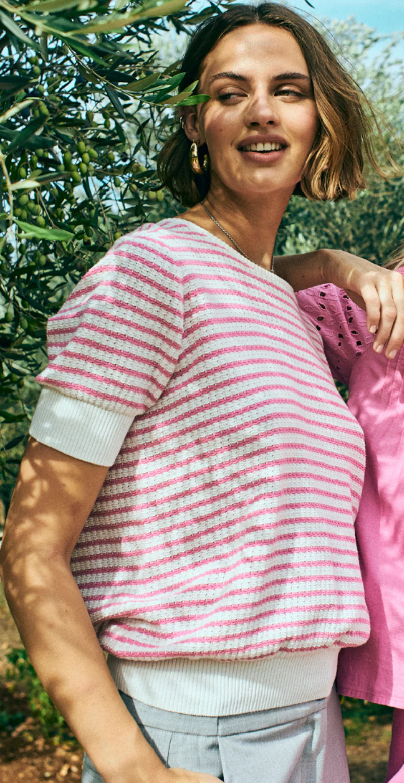 Dodo pullover med striber hvid w. fuchsia - Image 2