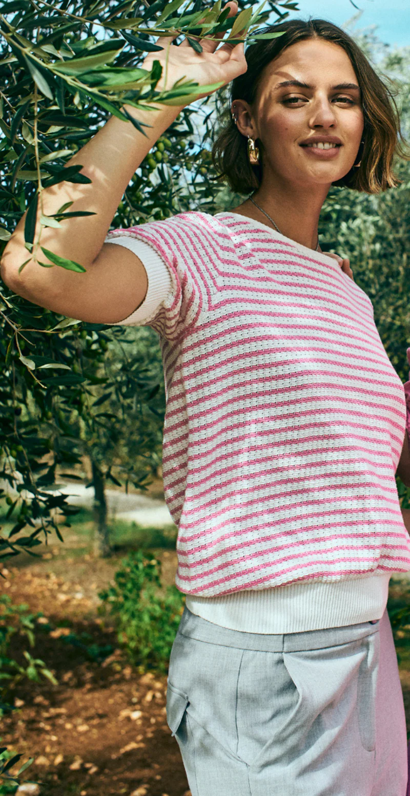 Dodo pullover med striber hvid w. fuchsia - Image 3