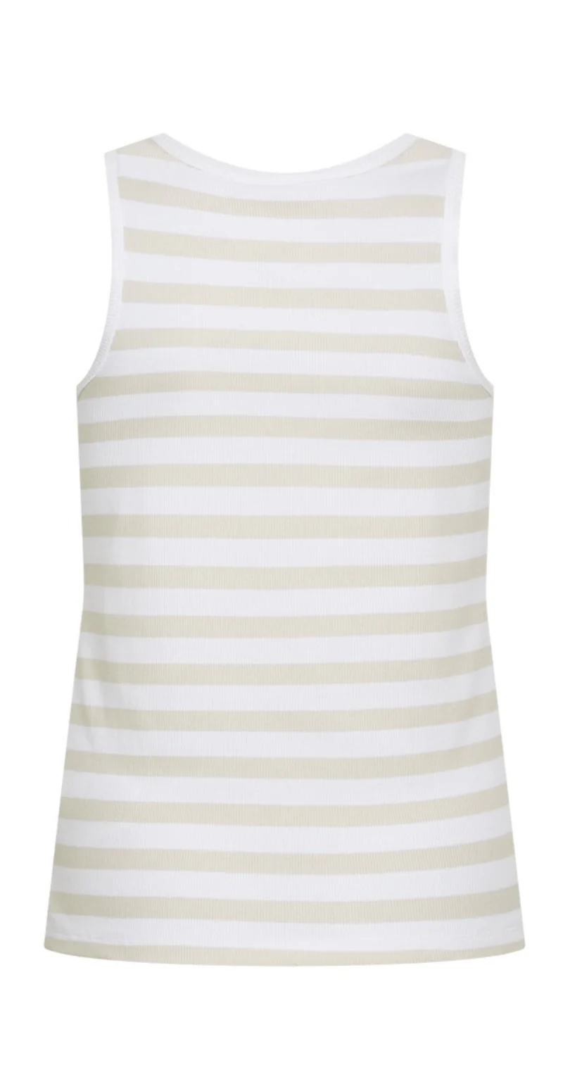 Effy top med rib og striber brilliant white w. moonbeam Freequent - Image 2