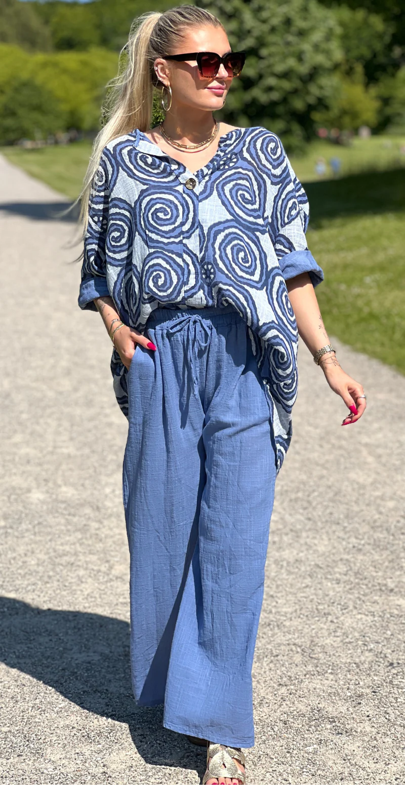 Elise ensfarvet buks denim LikeLondon - Image 2