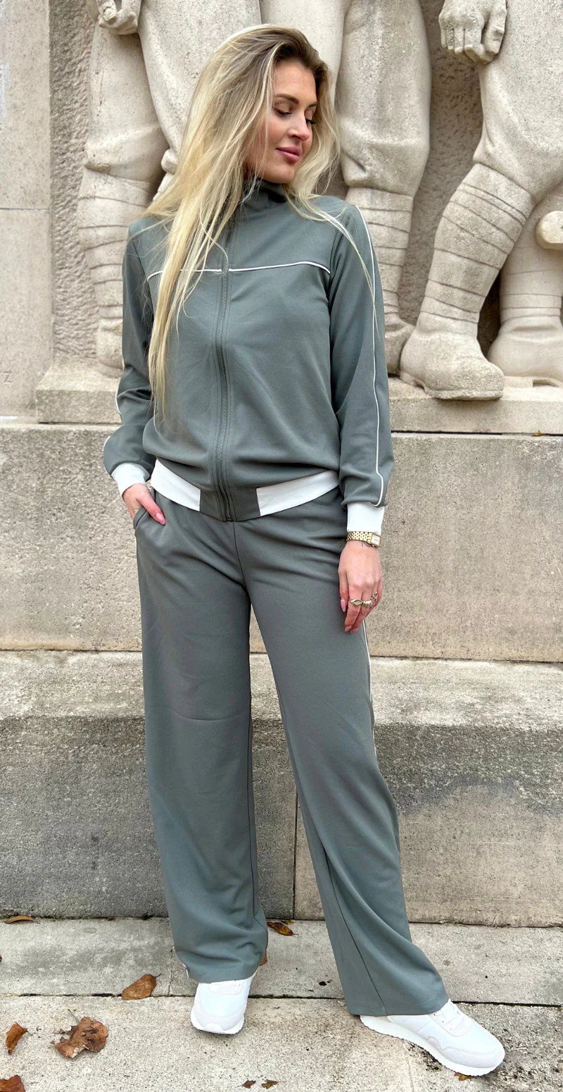 Emily jakke med stribe khaki - Image 2
