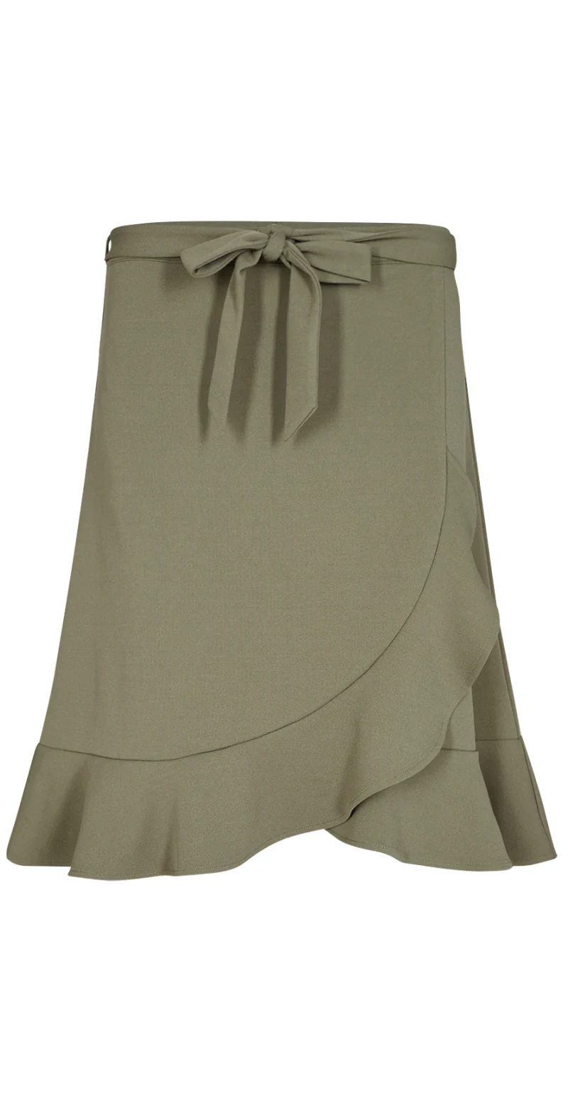 Emily nederdel med flæsedetalje khaki - Image 2