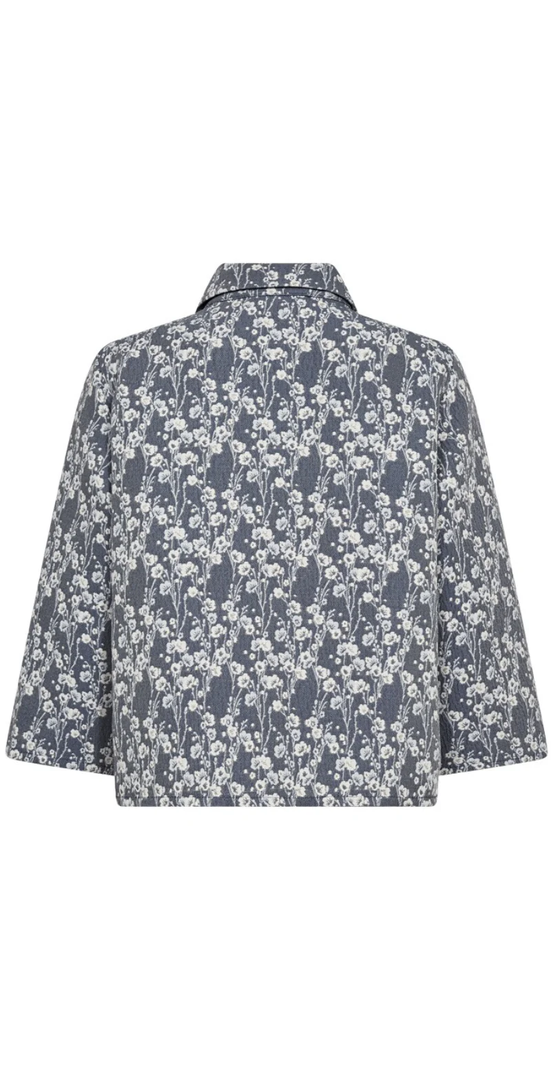 Fally let jakke med blomster vintage indigo w. star off-white Freequent - Image 4