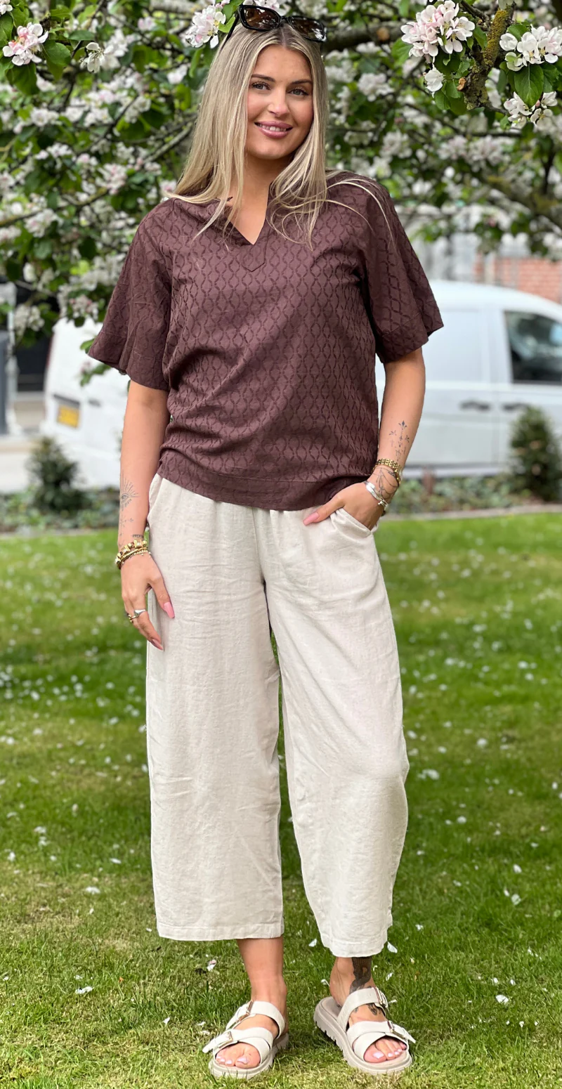 Farley bluse med broderet mønster french roast B.young - Image 4