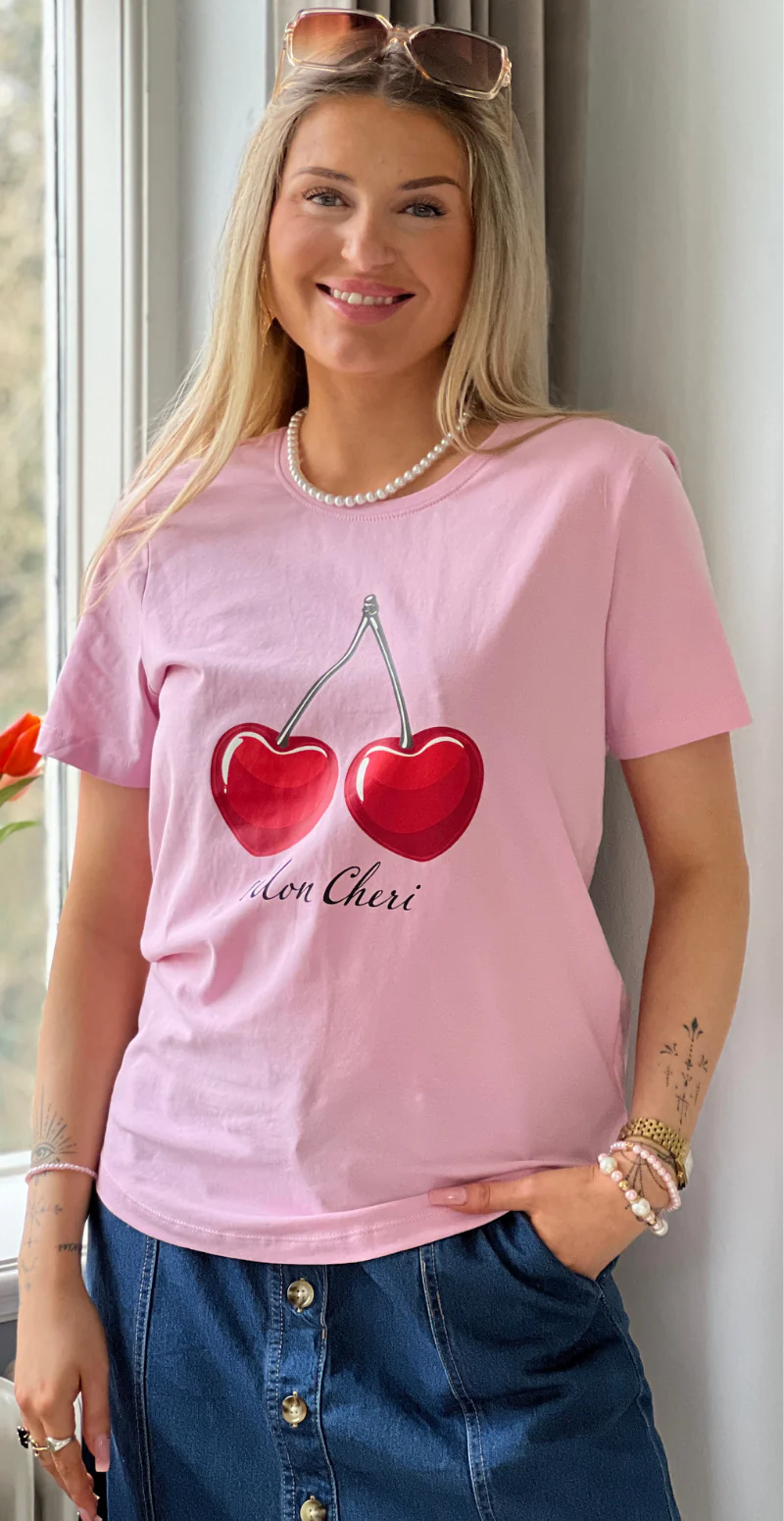 Fenjal t-shirt med kirsebær motiv star sweet lilac Freequent - Image 6