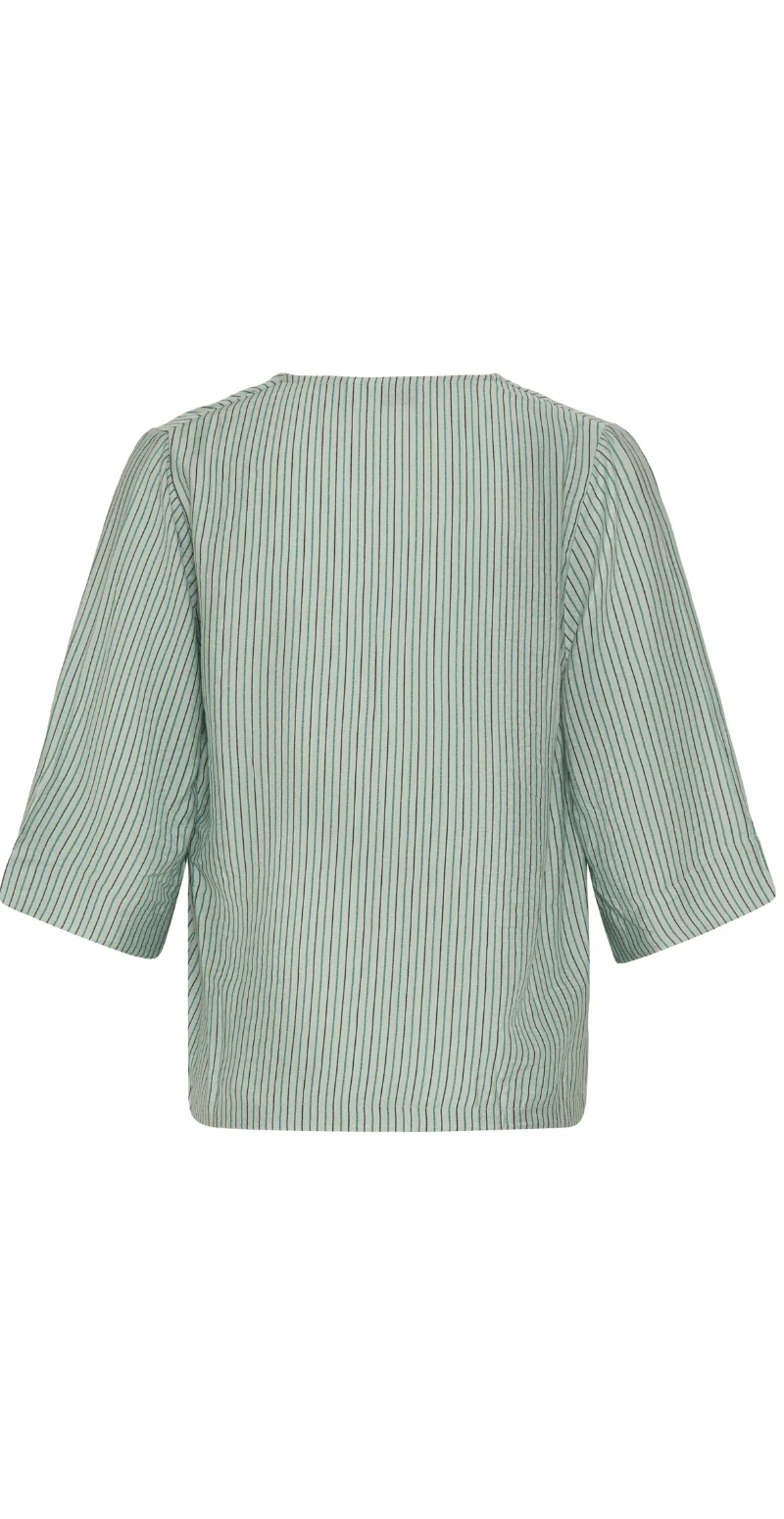 Fie bluse med v-hals og striber aqua gray mix B.young - Image 9