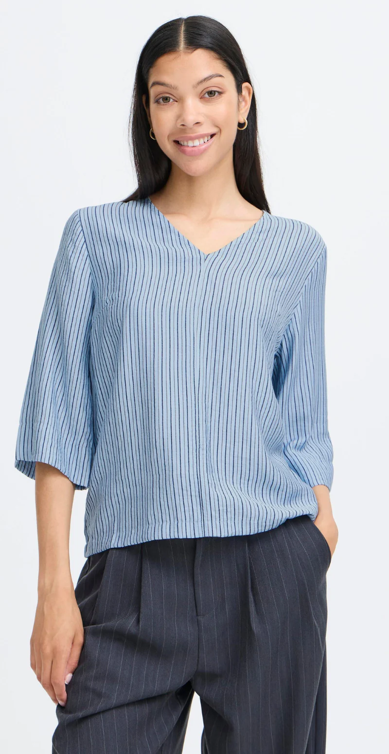 Fie bluse med v-hals og striber eclipse mix B.young - Image 4