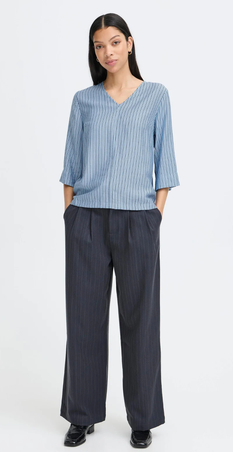 Fie bluse med v-hals og striber eclipse mix B.young - Image 5