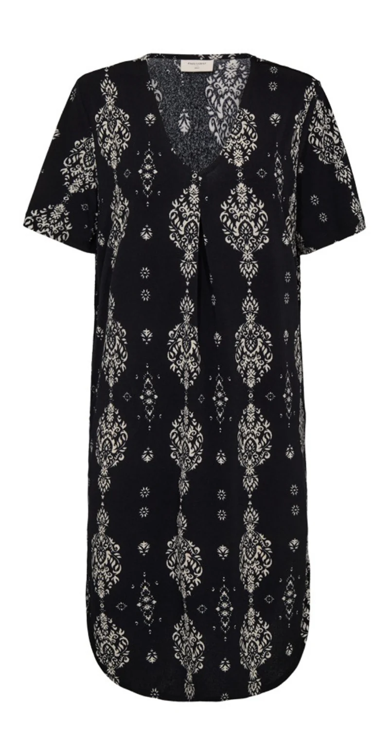 Floi kjole med paisley og lommer black w. star off-white Freequent