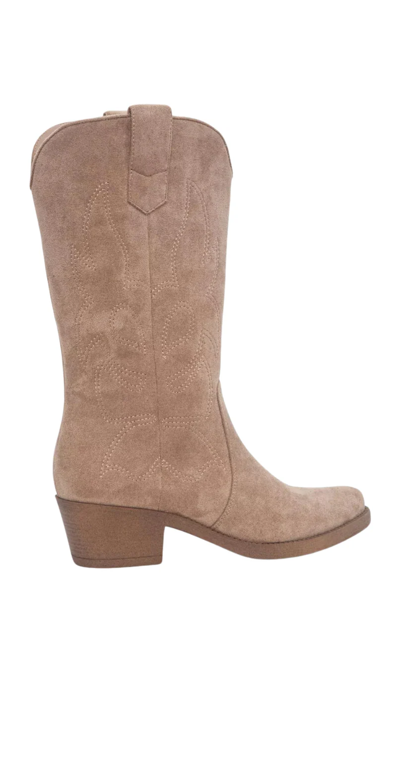 Westernstøvler med mønster i ruskind beige - Image 3