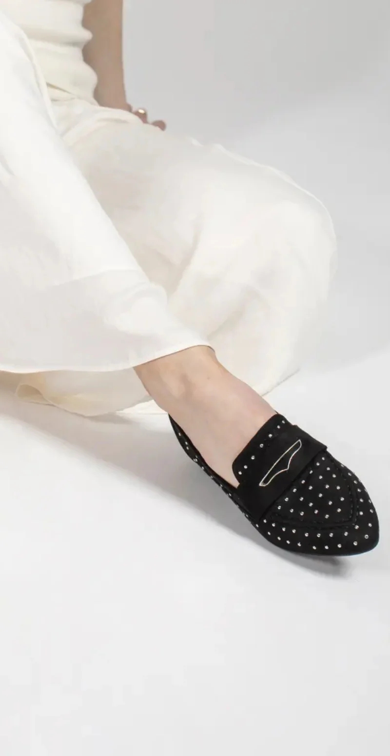 Ballerina-loafers med nitter sort - Image 2
