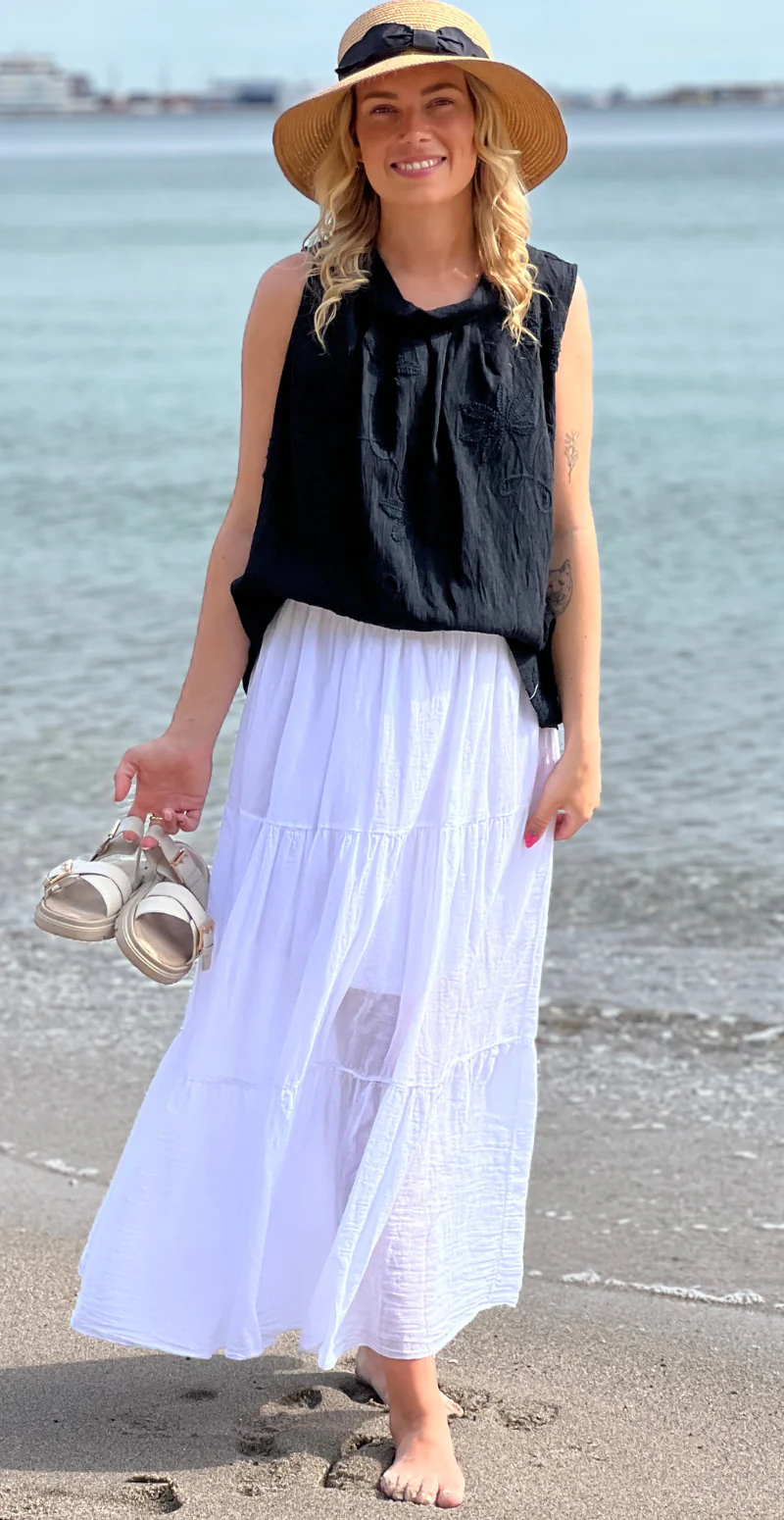 Gigi lang nederdel med peplum hvid LikeLondon - Image 4