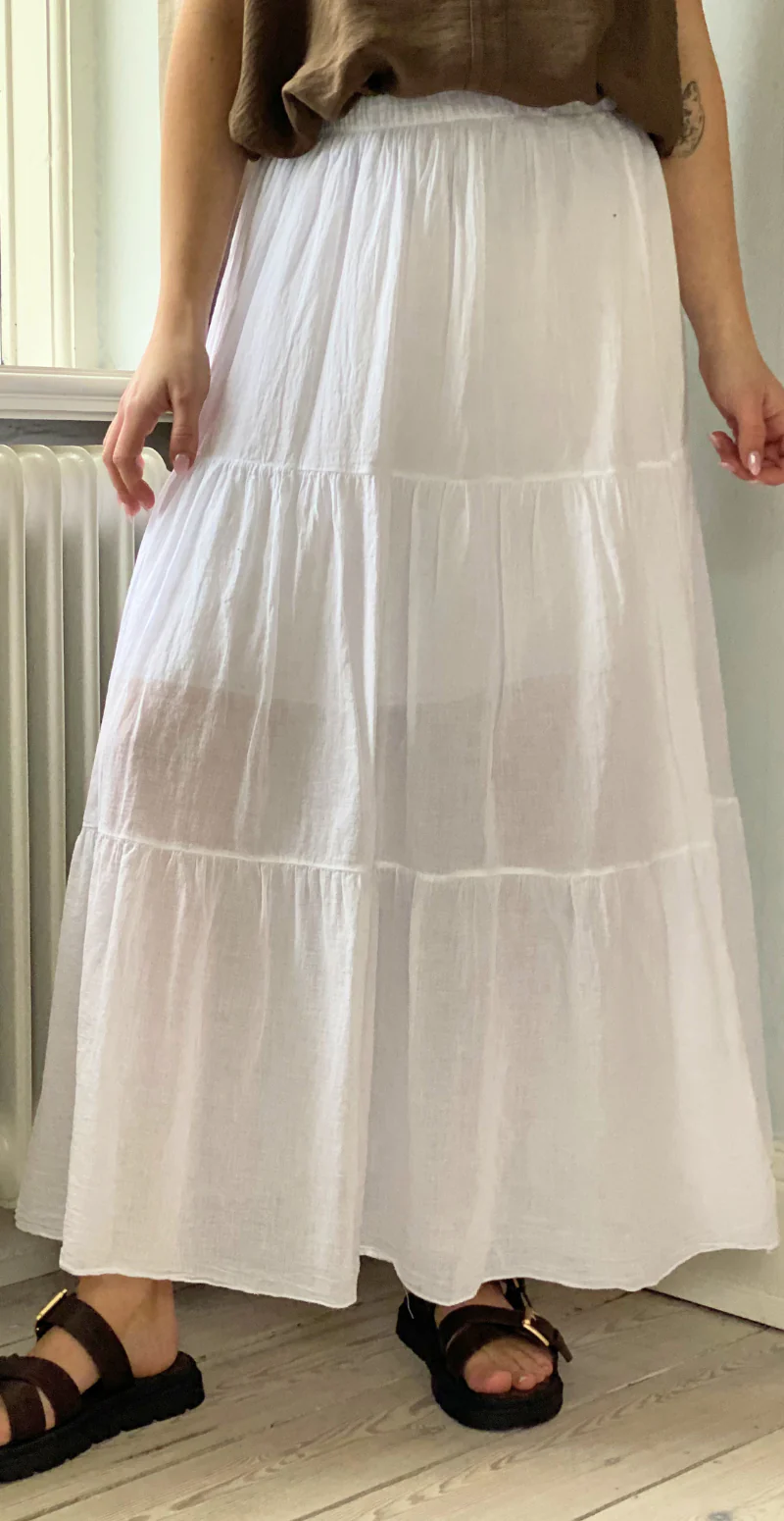 Gigi lang nederdel med peplum hvid LikeLondon - Image 5