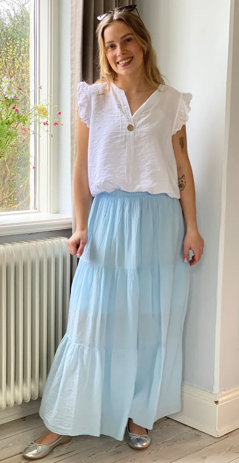 Gigi lang nederdel med peplum sky LikeLondon - Image 4