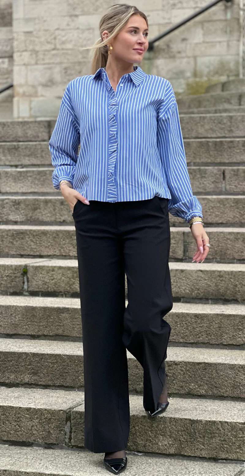 Hilde skjortebluse med striber stonewash mix - Image 3