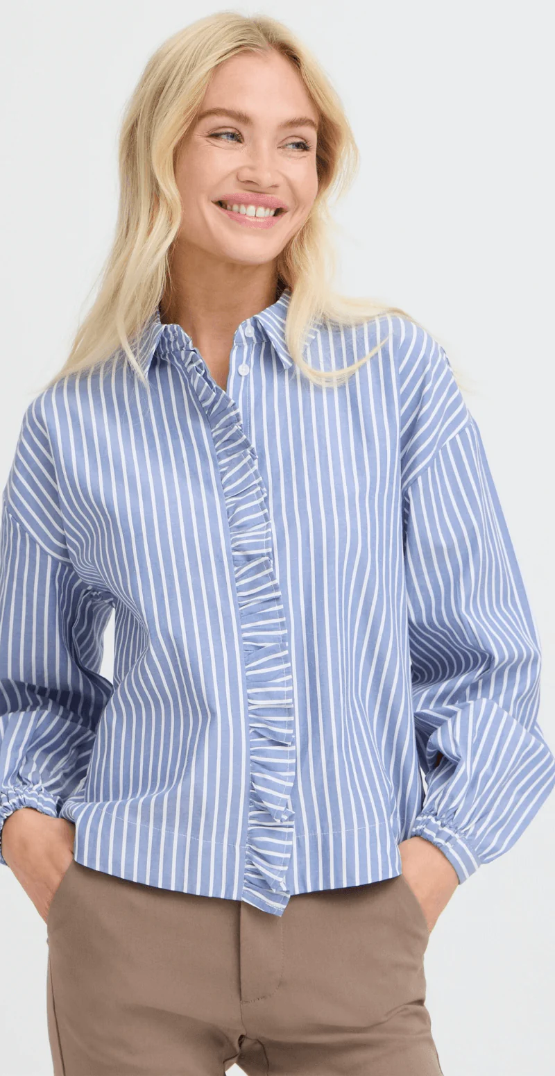 Hilde skjortebluse med striber stonewash mix - Image 8