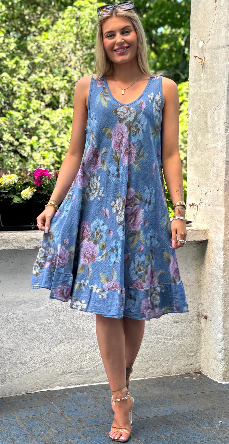 Forudbestil uge 29 Iben kjole med blomsterprint og peplum jeans LikeLondon - Image 3