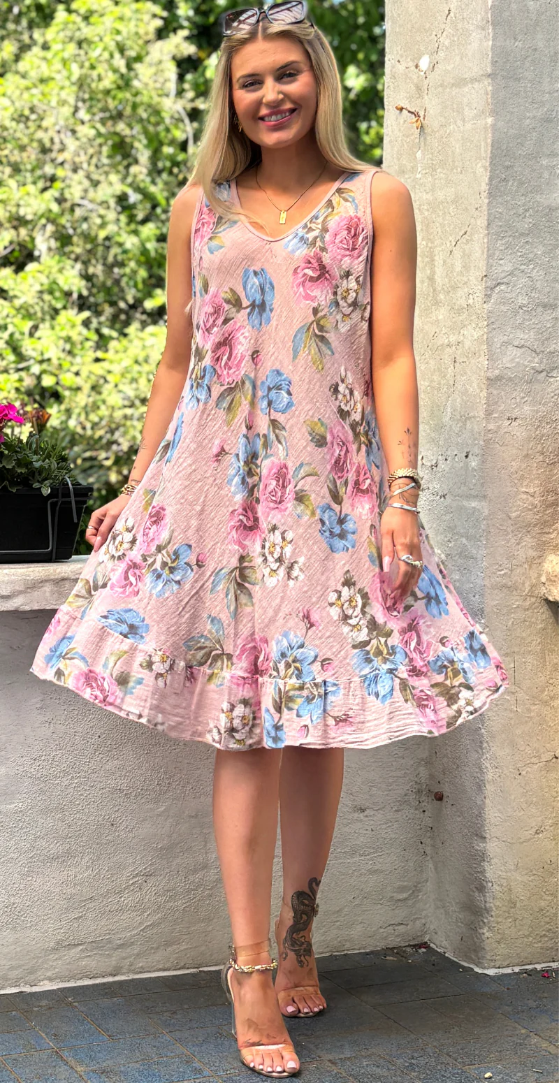 Forudbestil uge 29 Iben kjole med blomsterprint og peplum rosa LikeLondon - Image 4