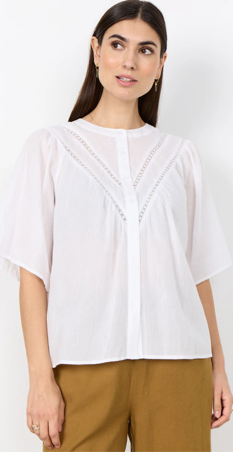 Jenny gennemknappet bluse med blonder hvid LikeLondon - Image 7