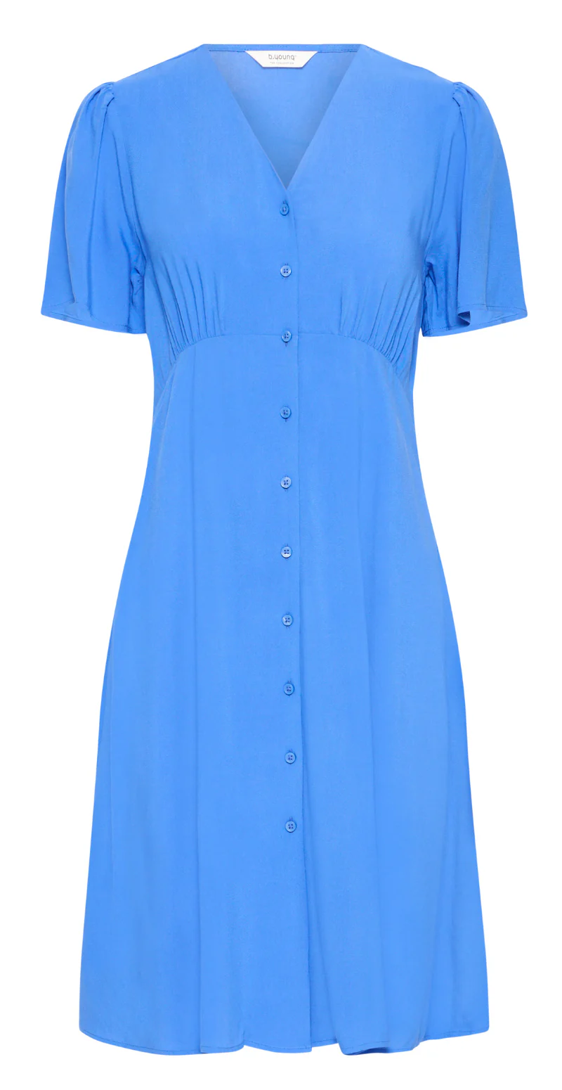 Joella kort kjole med v-hals nebulas blue B.young - Image 5