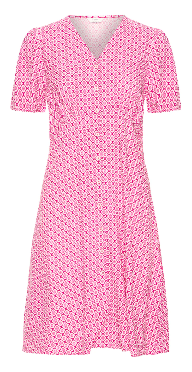Joella kort kjole med v-hals raspberry rose medallion B.young - Image 4