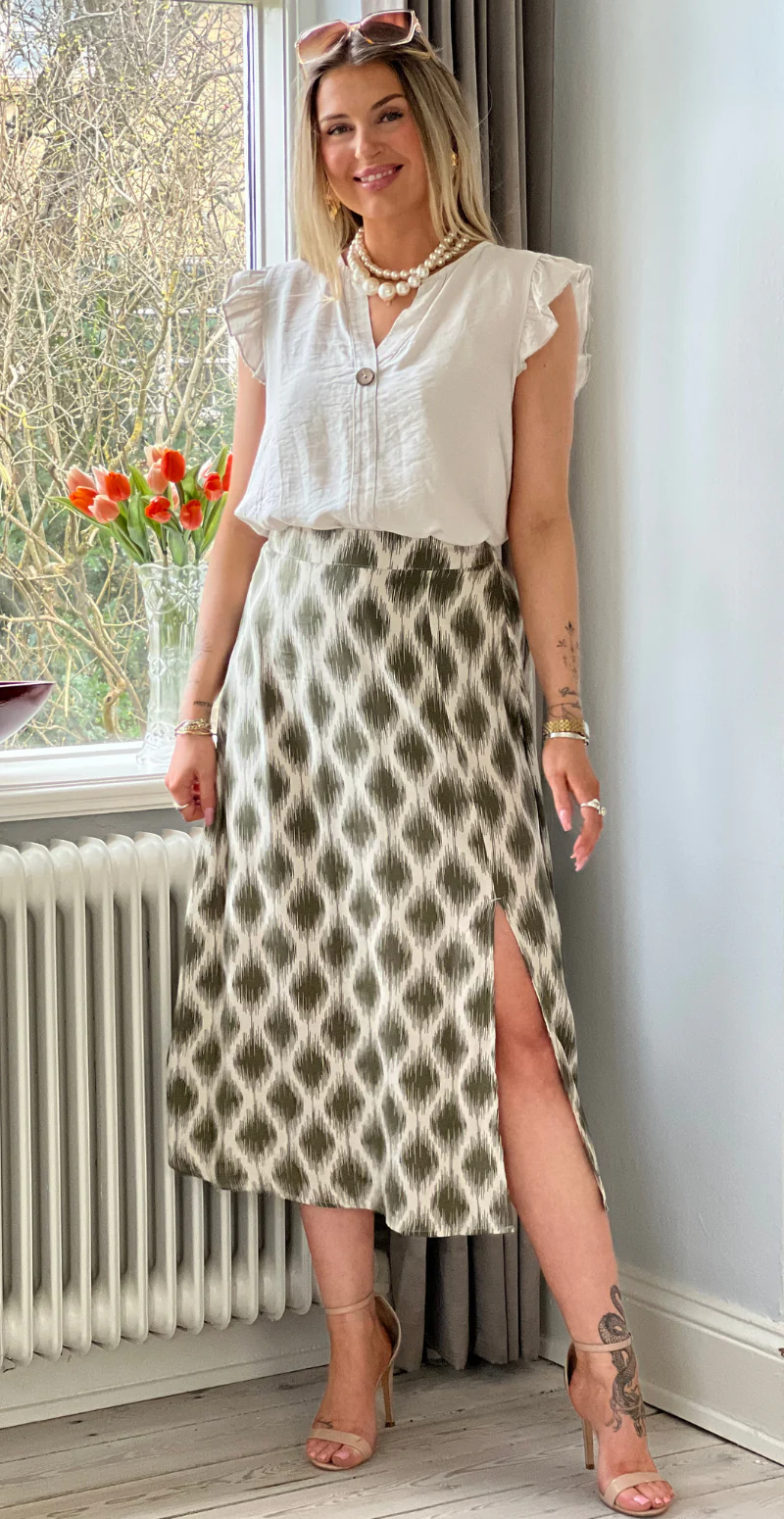 Joella midi skirt med slids ogee kalamata B.young - Image 4